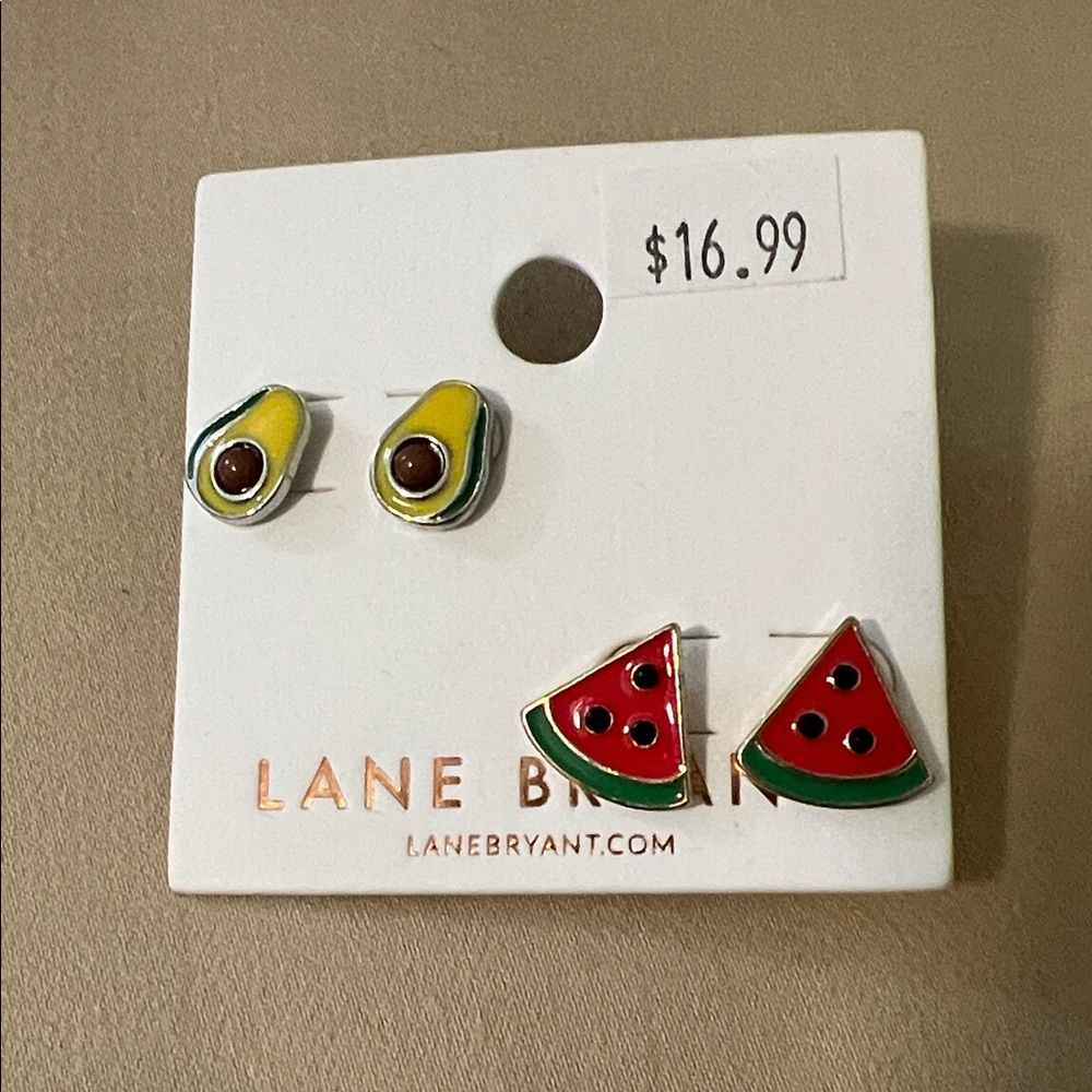 Lane Bryant Avocado and Watermelon Earrings